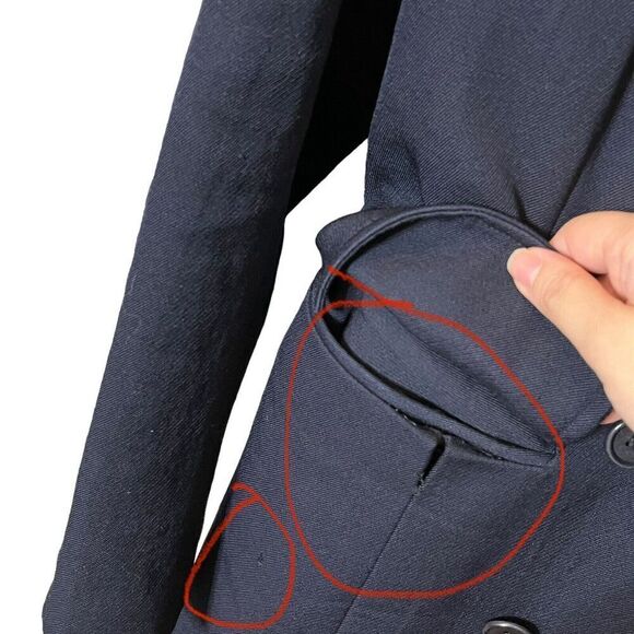 ASPESI Vintage Wool Pea Coat Navy Double Breasted Men’s XL Flawed Distressed - Picture 11 of 14